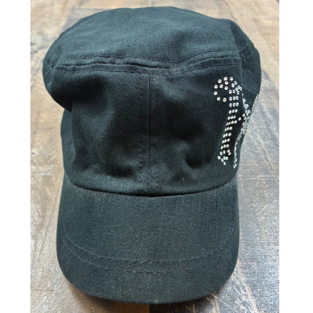 Harley-Davidson Cadet Hat Womens OSFM Black Rhinestone Military Cap Good